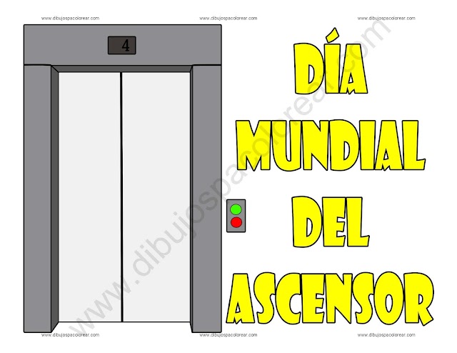 Día Mundial del Ascensor dibujo a color y para colorear